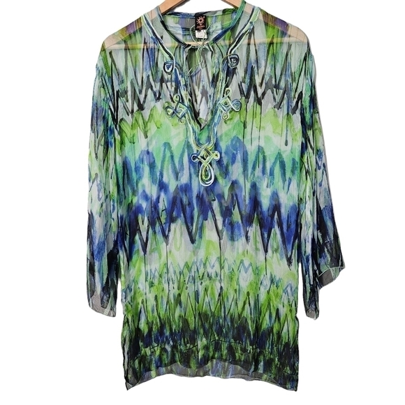 Jean Paul Gaultier Soliel Vintage Silk Printed Tunic - Picture 1 of 15